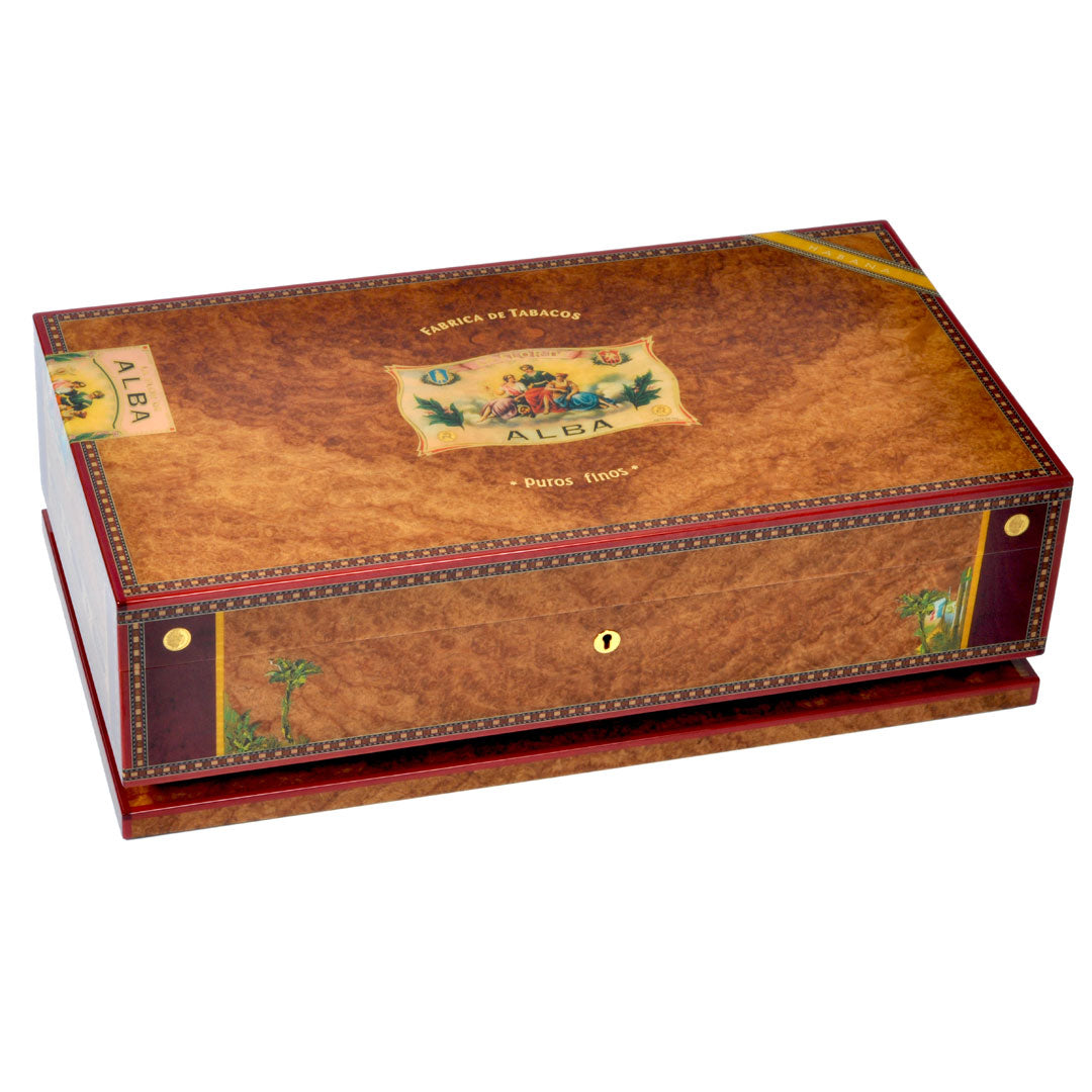 "Flor de Alba" - Coffret à Montres et Bijoux - taille 150 - Loupe d'amboine