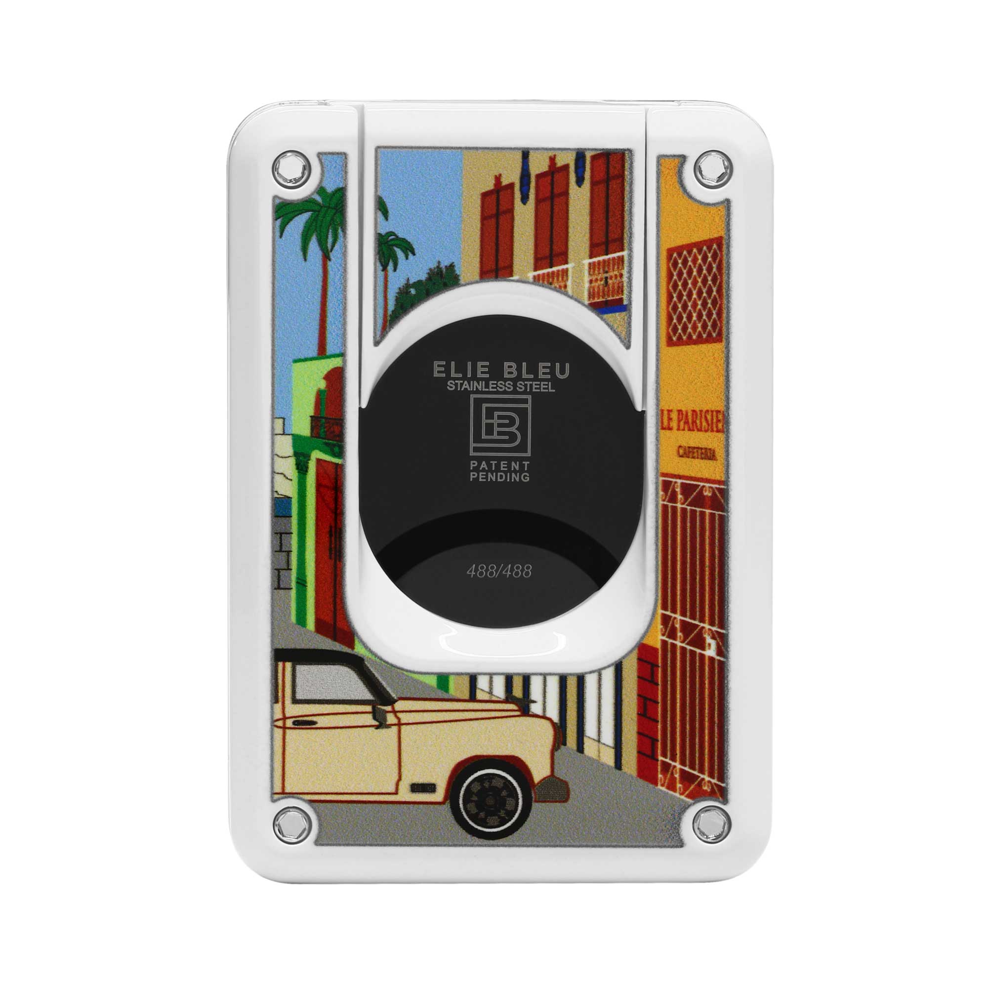 Casa Cubana Cigar Cutter - Double Blade - white lacquered - Gold button