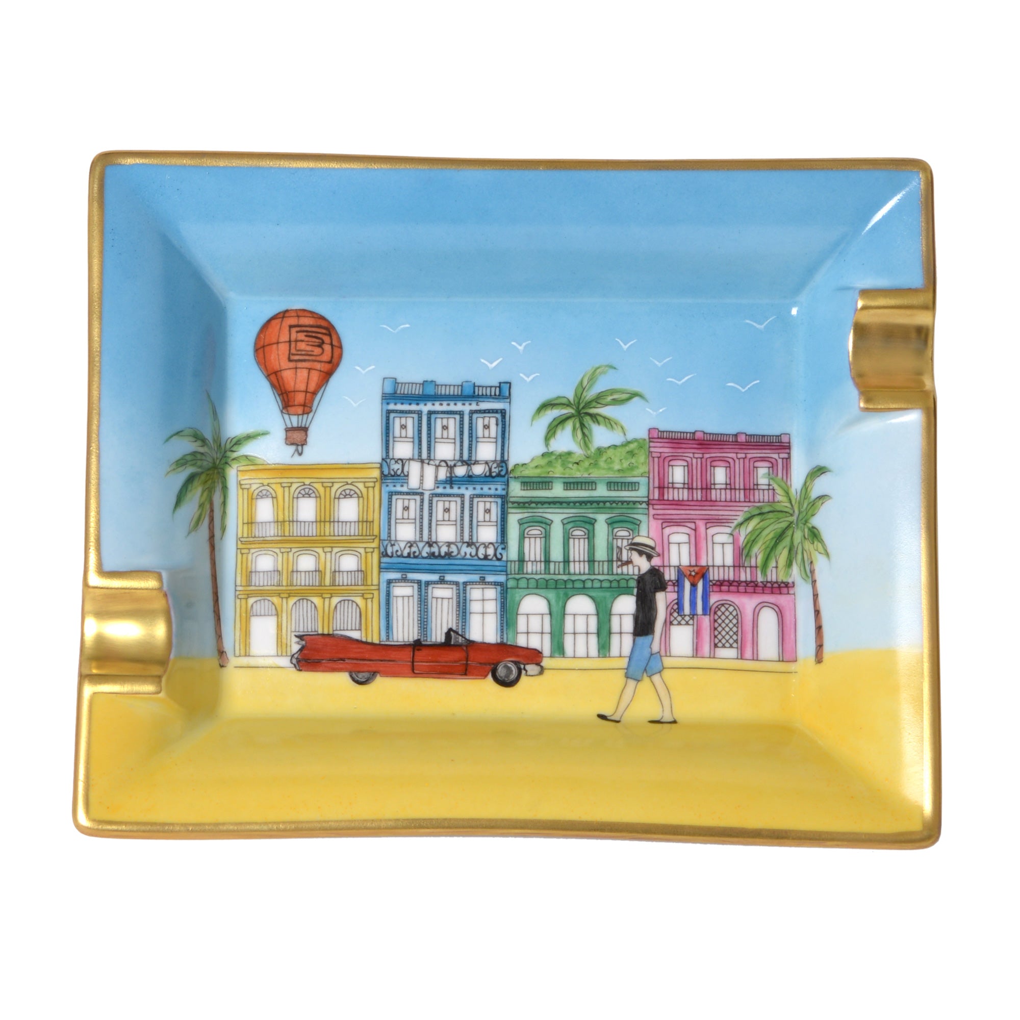 "Casa Cubana" - Porcelain Ashtray - "The Cigar Smoker"