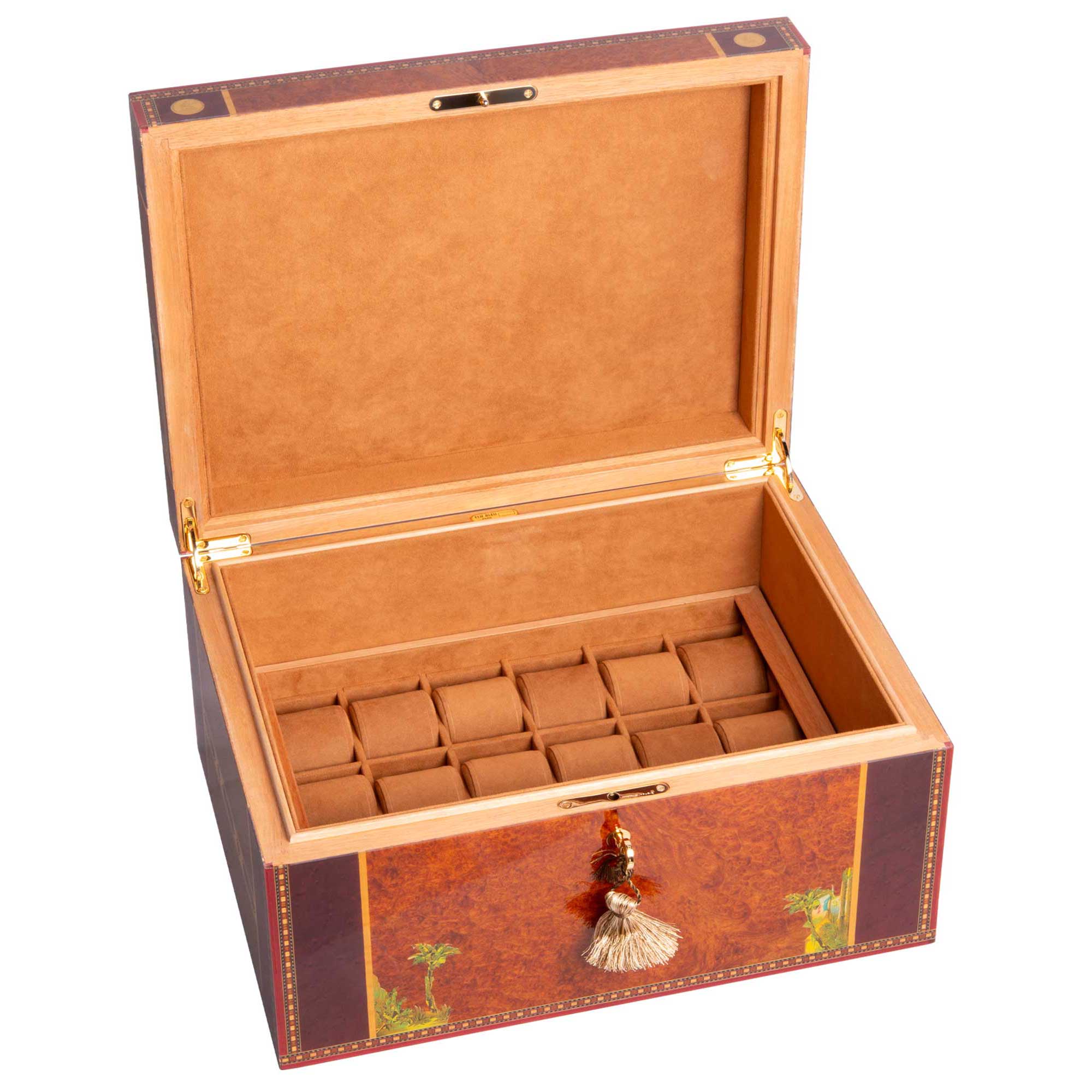 "Flor de Alba" - Coffret pour 36 Montres - Loupe d'amboine