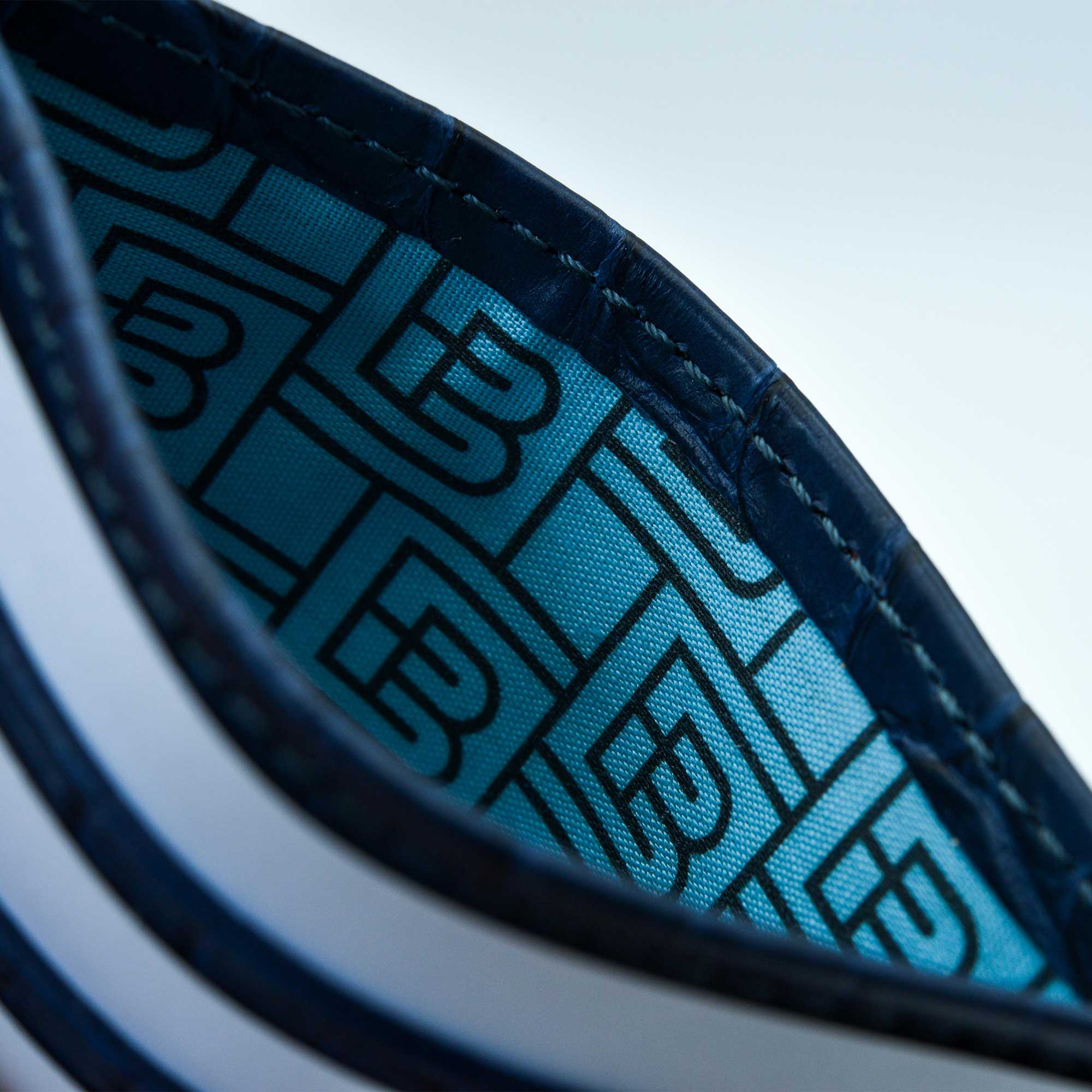 “Double” Alligator Blue Leather Card Holder