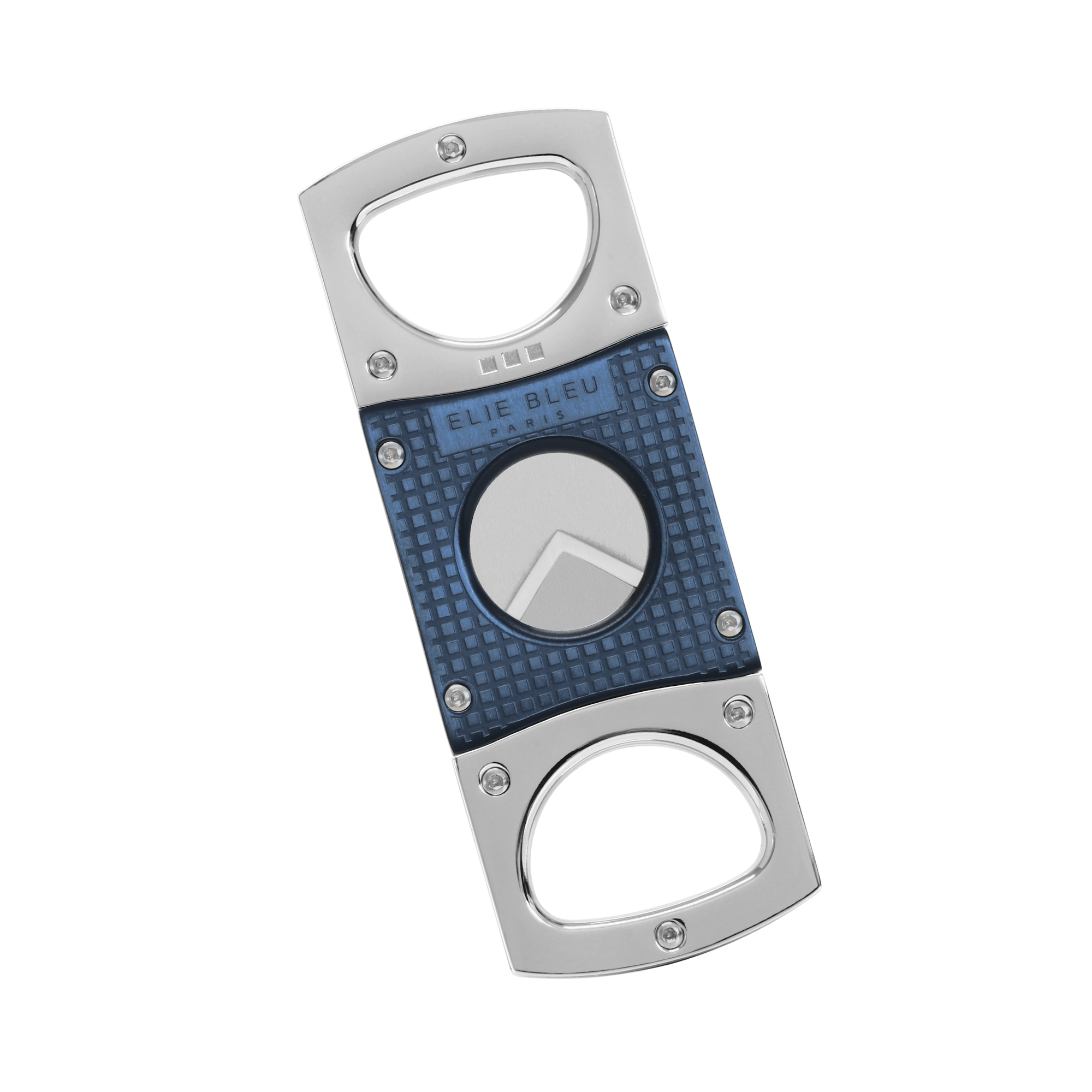 “EBC1” Double Blade Cigar Cutter – Blue Grid Pattern
