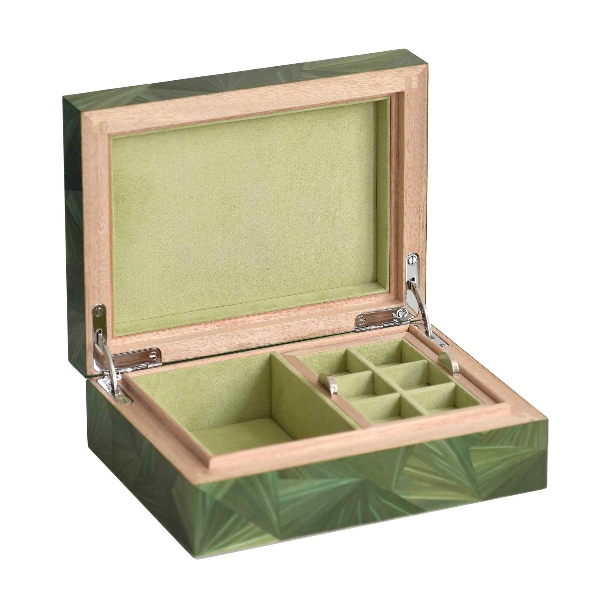 "Marqueterie de paille" - Psychédélique - Coffret à Bijoux - Vert