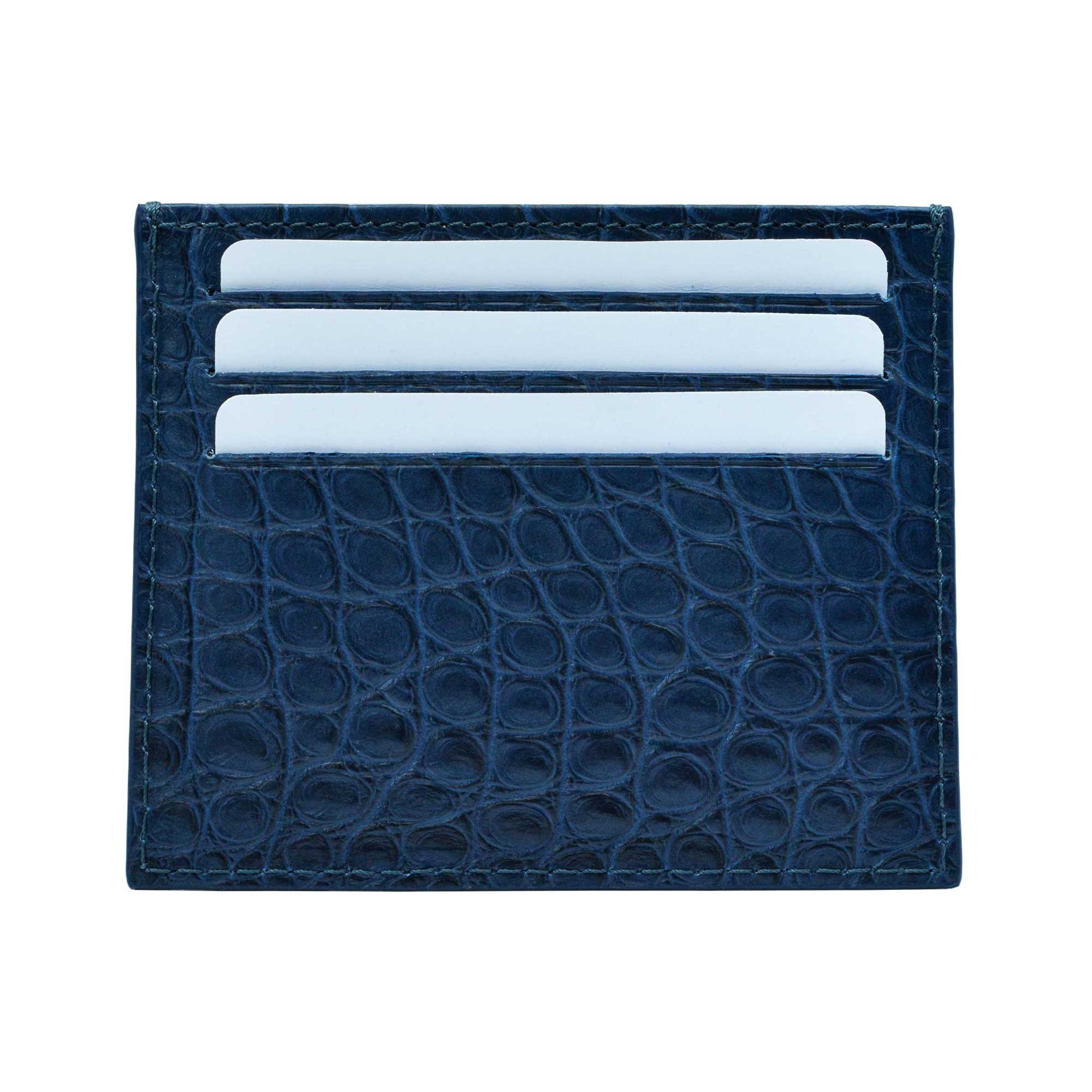 “Double” Alligator Blue Leather Card Holder