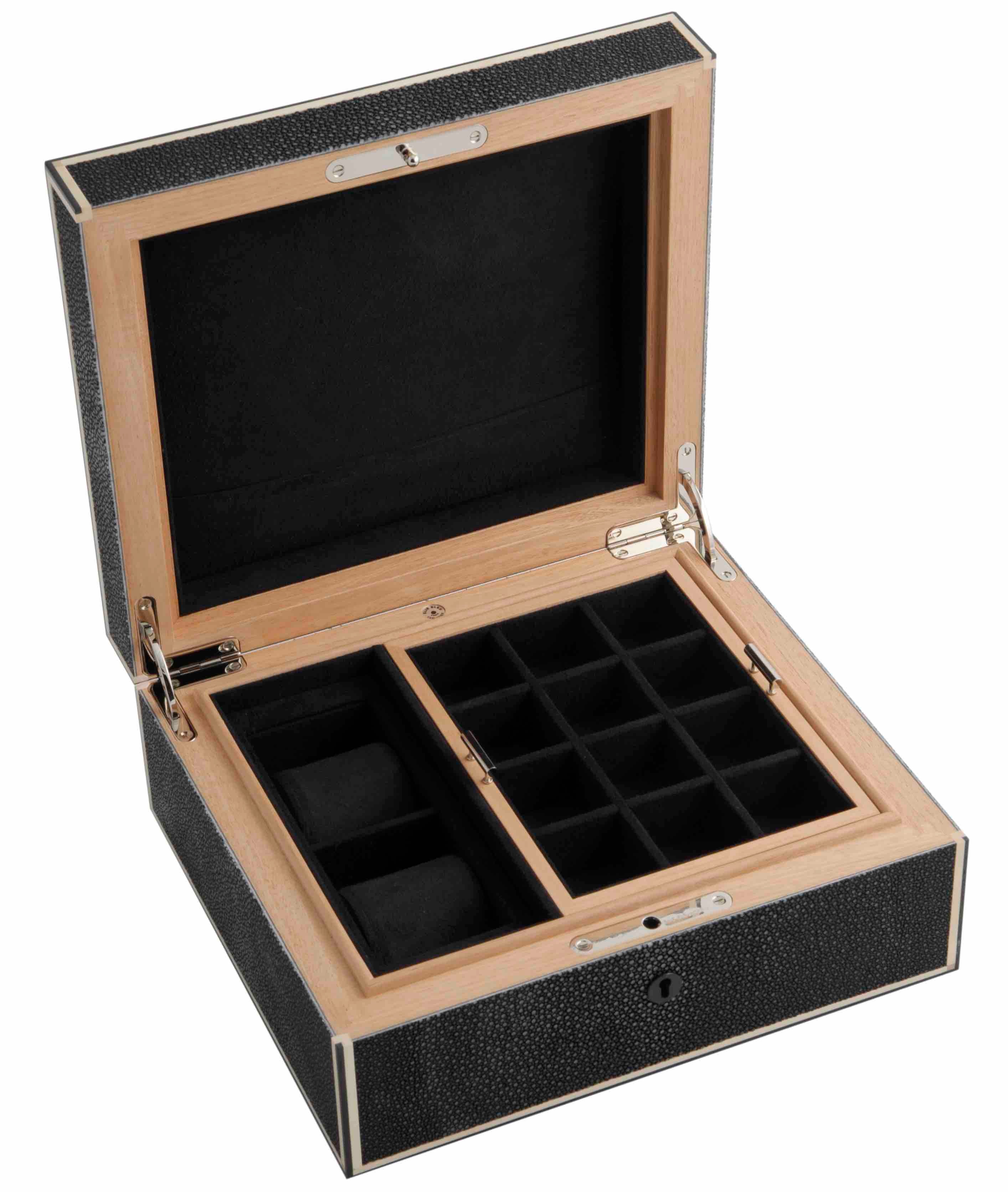 Galuchat - Coffret 2 Montres & Boutons de Manchette - Elie Bleu