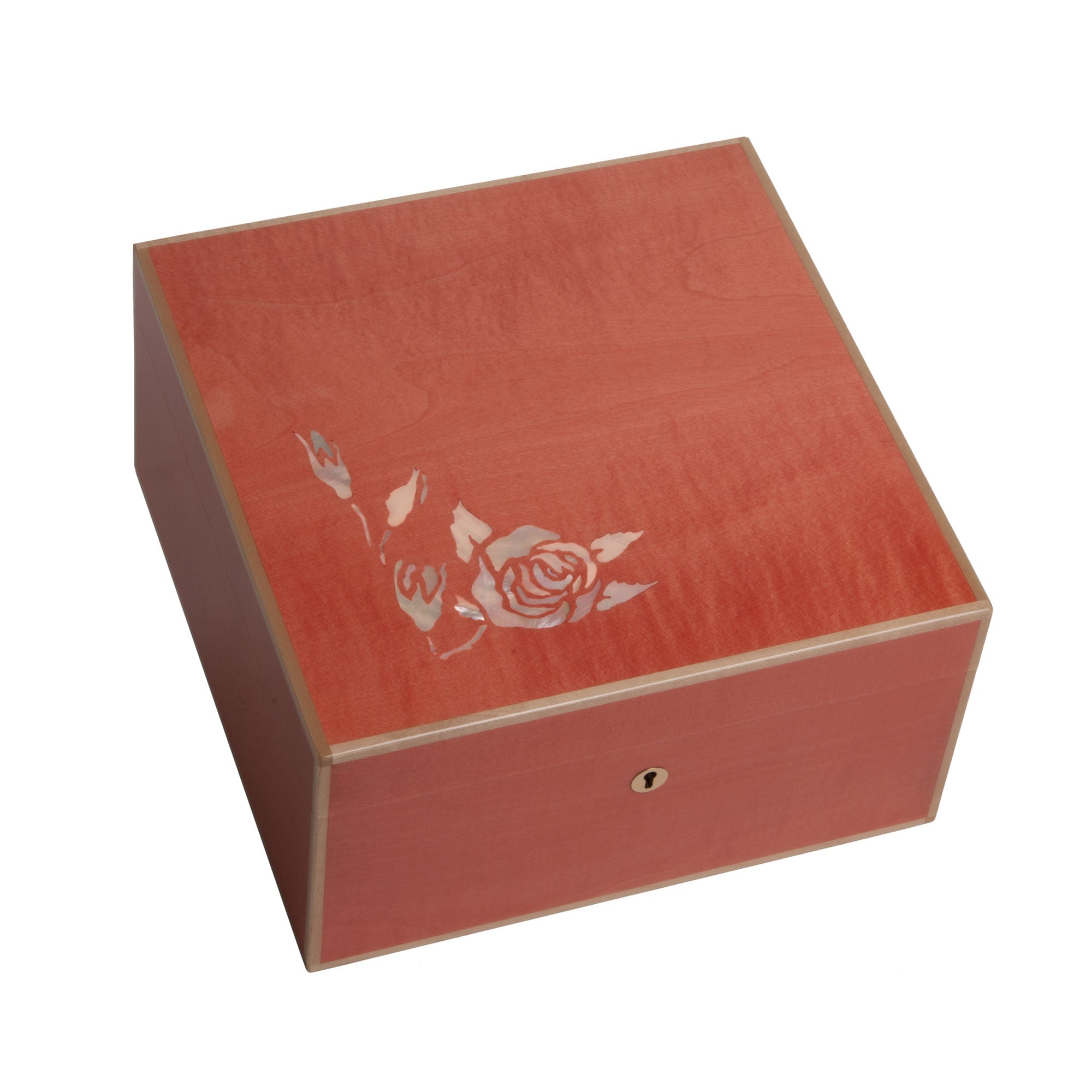 "Marqueterie de Nacre" - Rose - Coffret à Bijoux taille Carré - Elie Bleu
