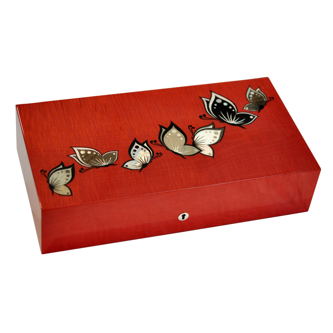 "Papillons" - Coffret à Bijoux en marqueterie de nacre - Elie Bleu