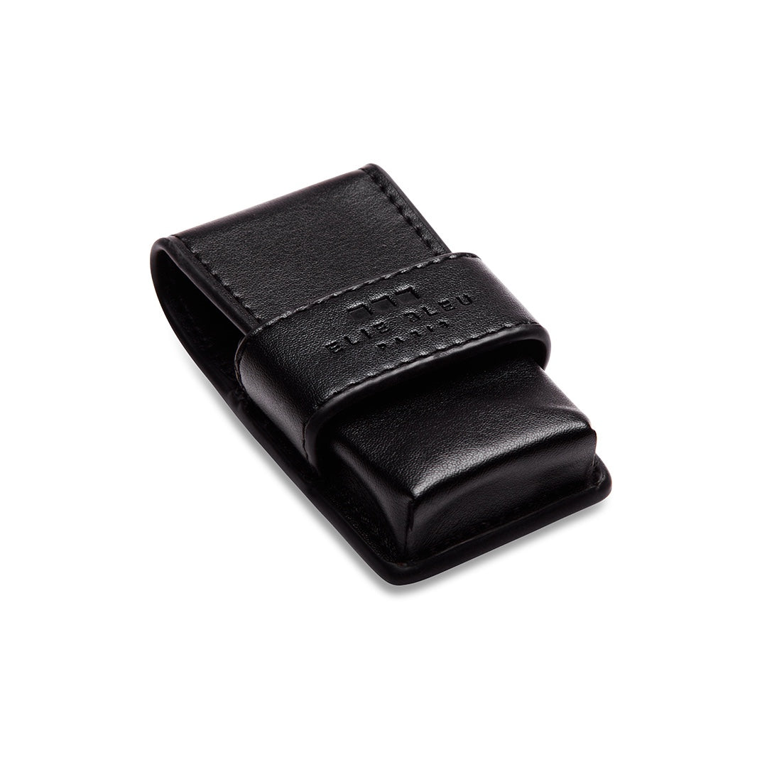 Étui en Cuir Noir pour Briquet de poche Elie Bleu