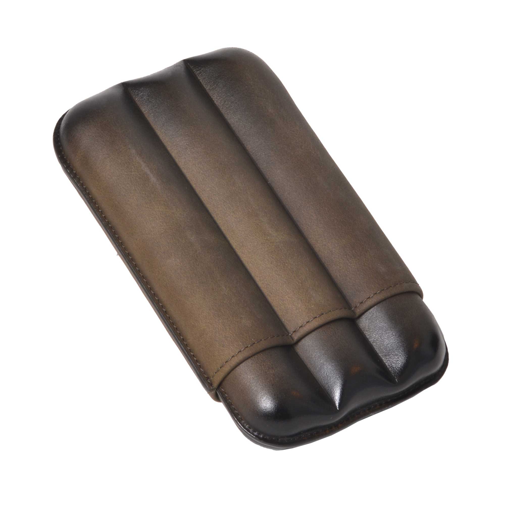 Leather Cigar Case Patina  - 3 Cigars calibre 27