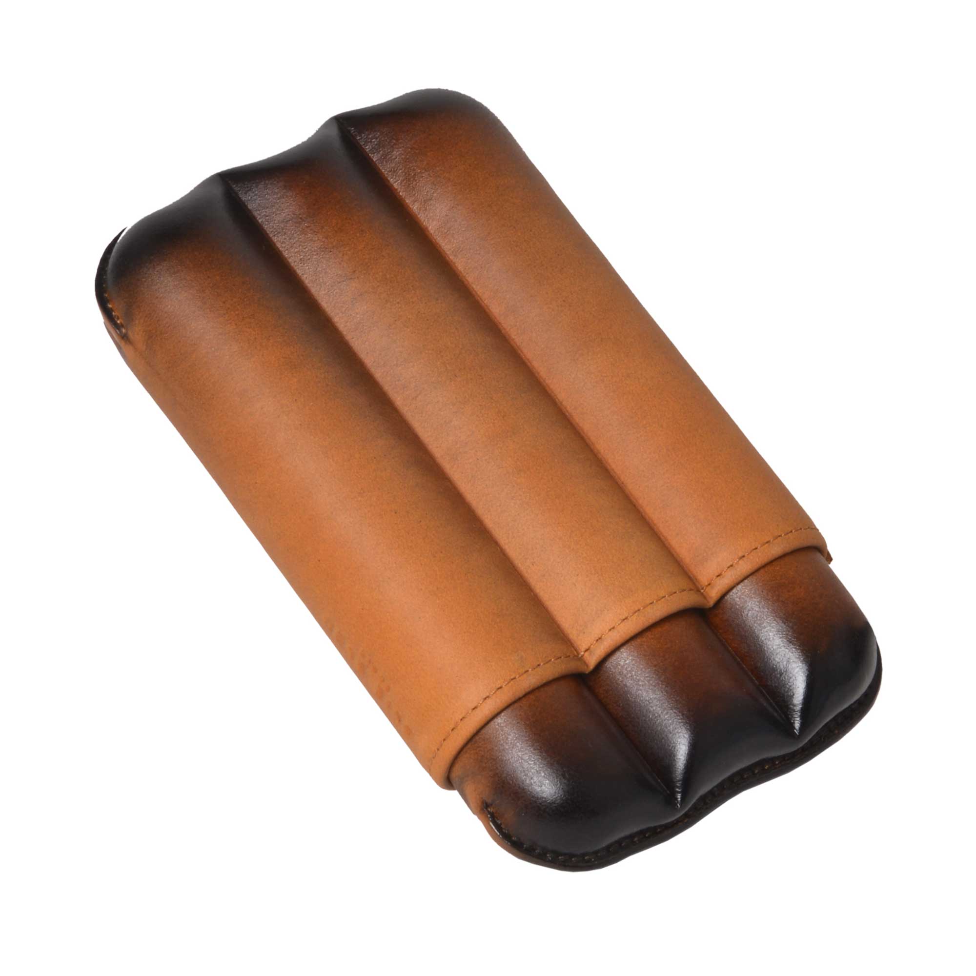 Leather Cigar Case Patina  - 3 Cigars calibre 27