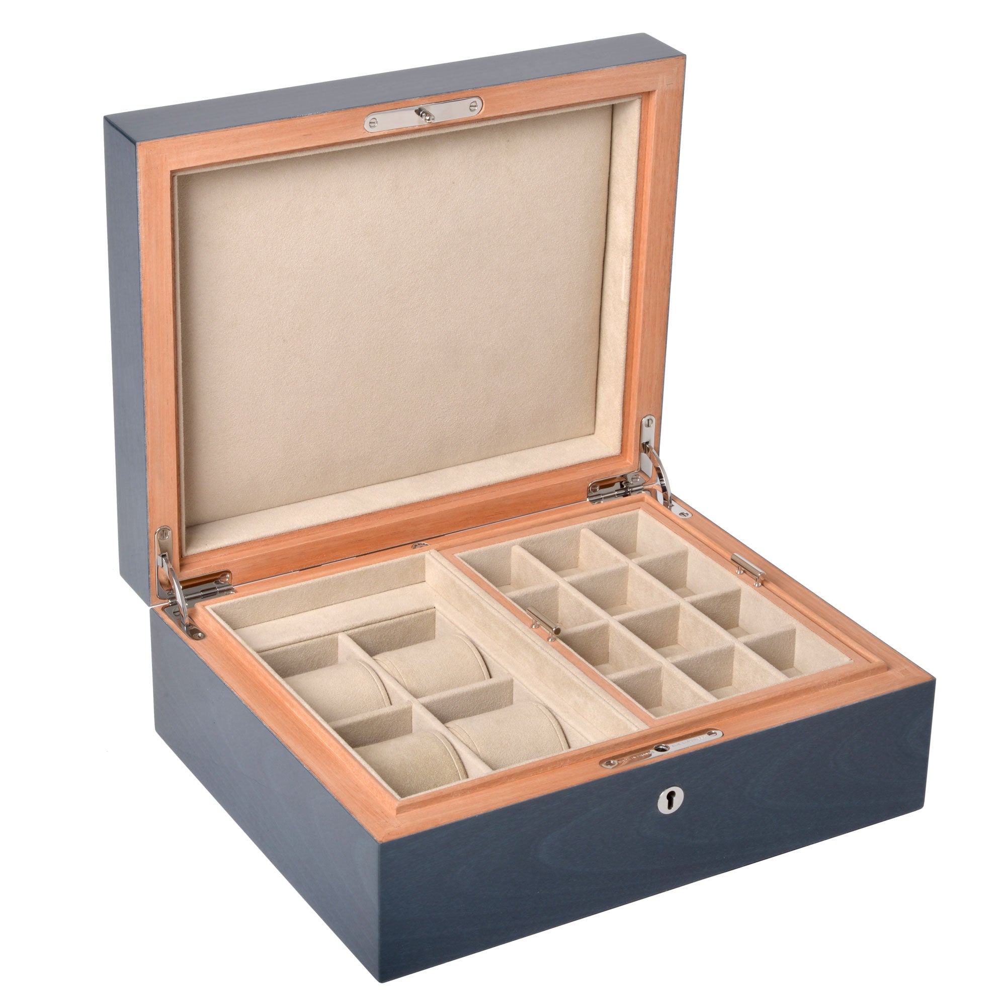 Watch / jewelry box Vendôme - Travel case 4 watches - Blue, blac