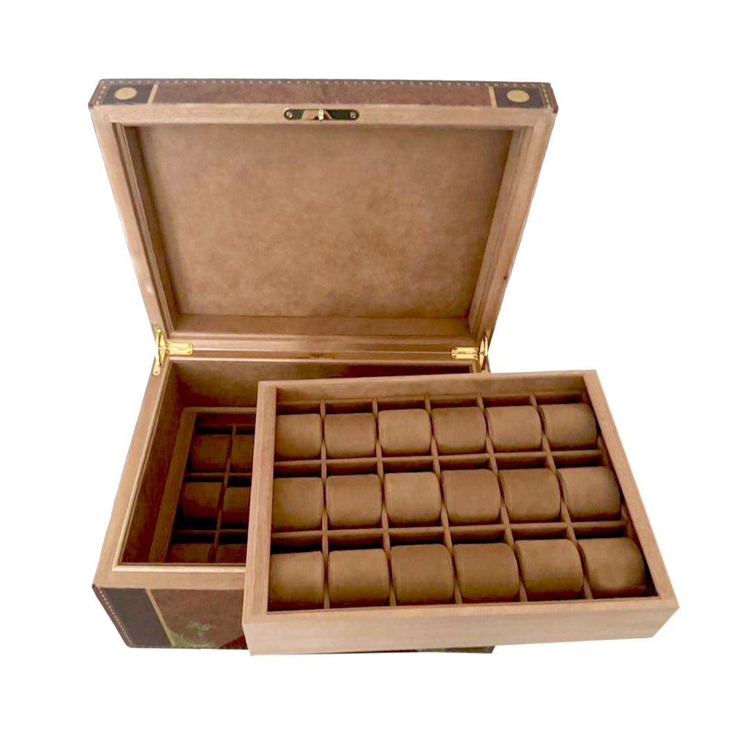 "Flor de Alba" - Box for 36 Watches - Amboyna burl