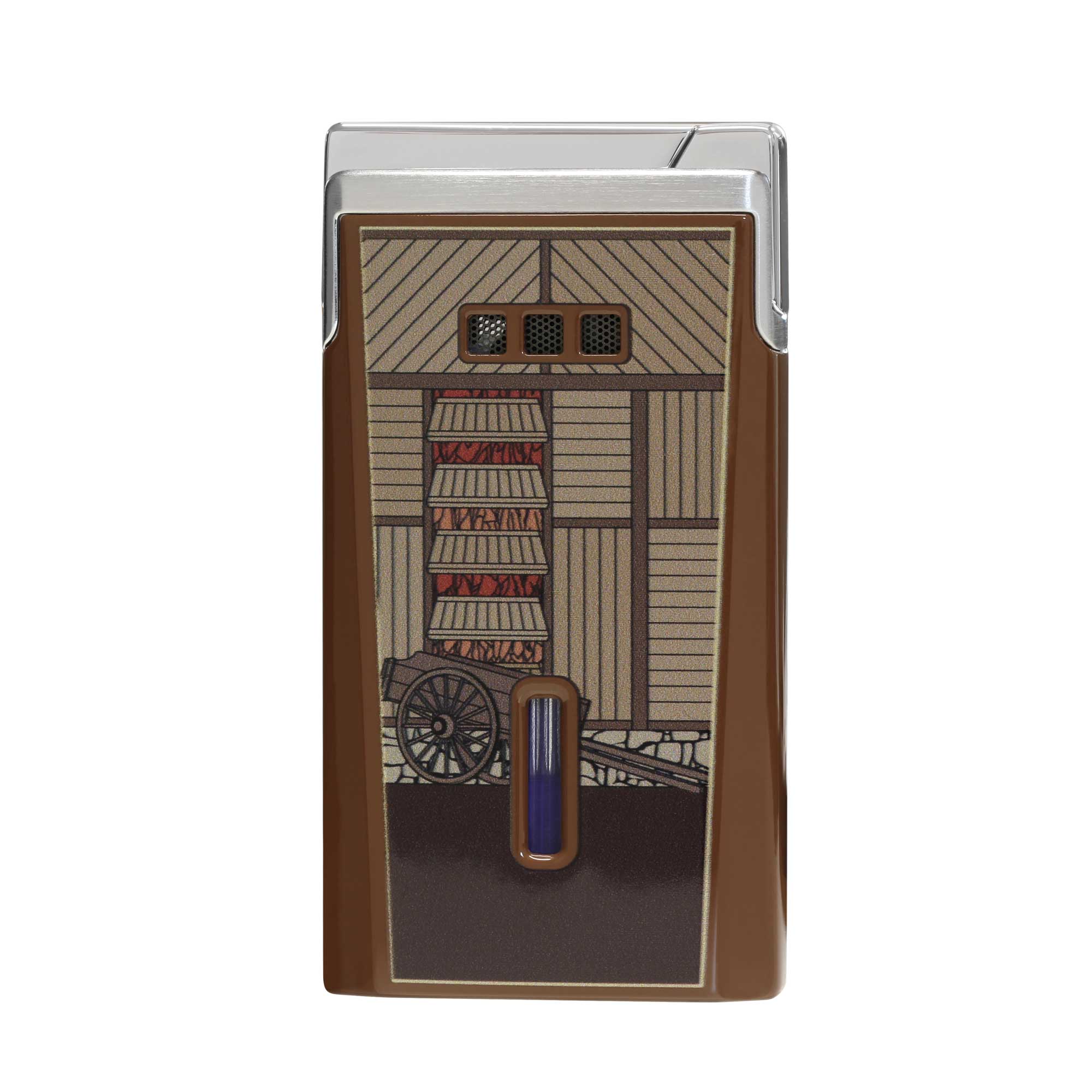 Briquet de poche marron avec motif