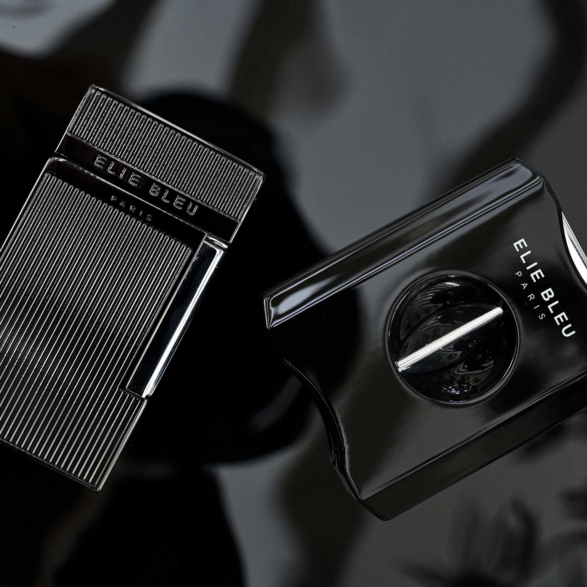 Luxury Double Blade Cigar Cutter Lacquered Black Blades