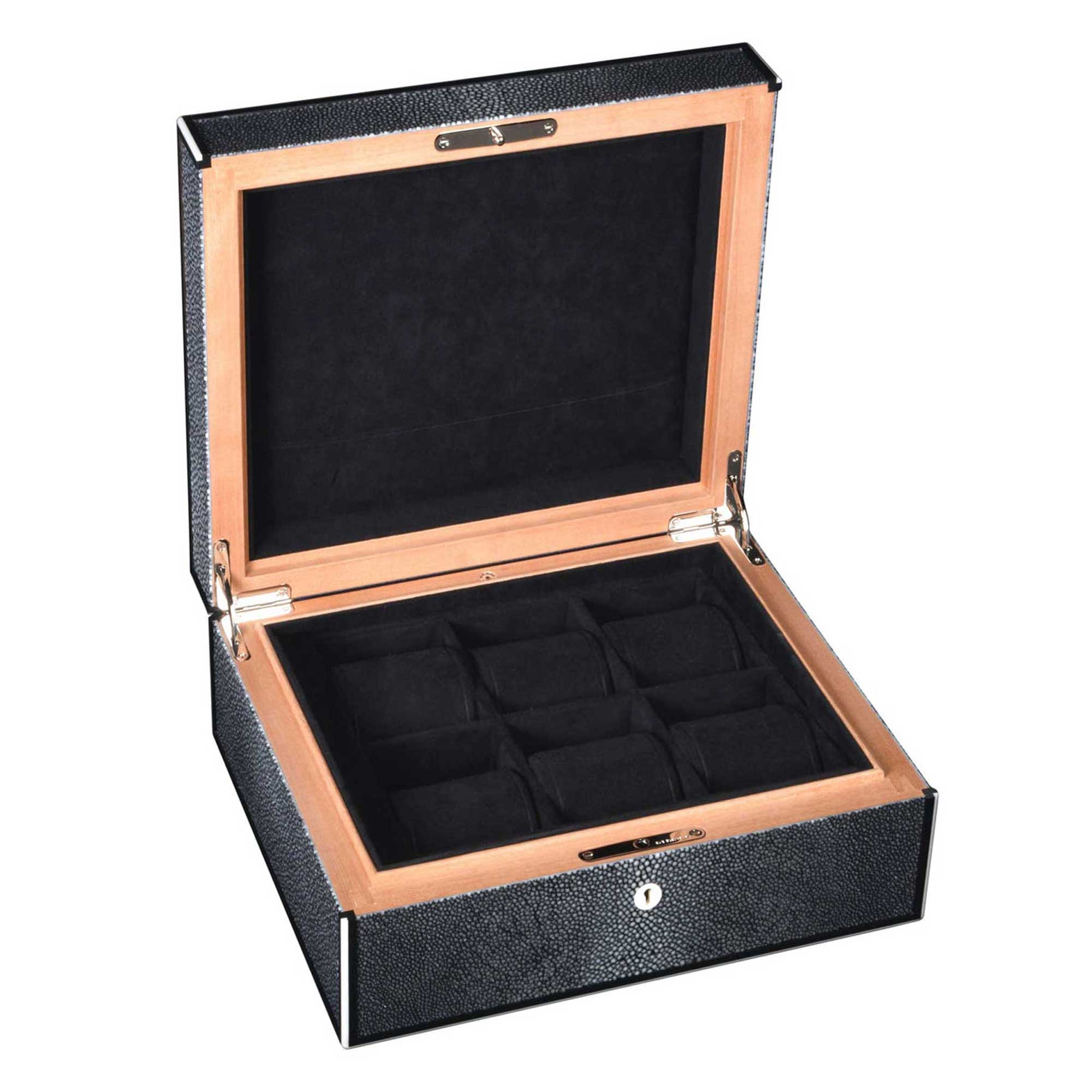 "Galuchat" - Noir - Coffret 6 Montres