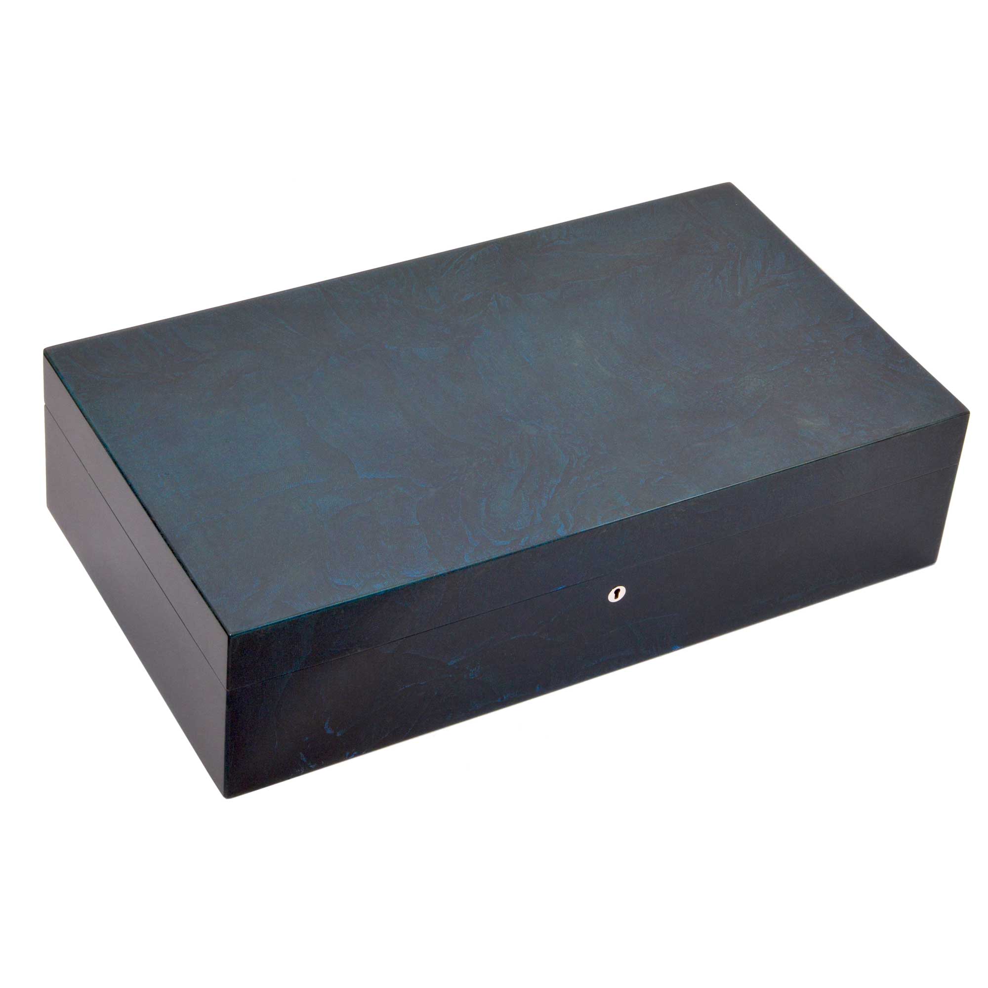 "Classique" - Coffret à Bijoux - Loupe de Noyer bleue