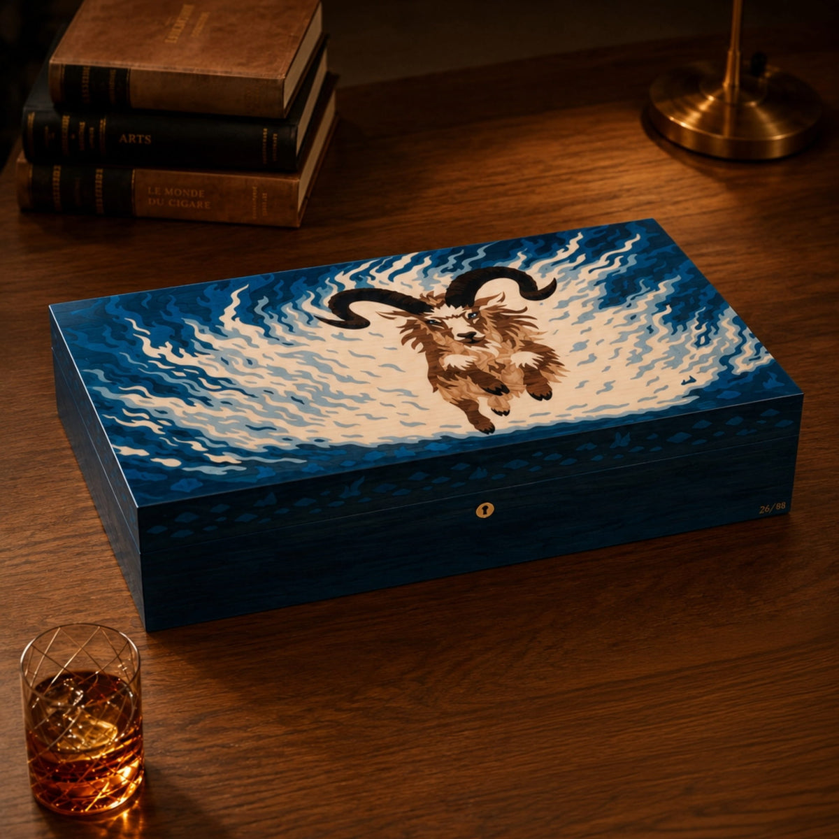 “Fire Goat” Cigar Humidor - 110 Cigars