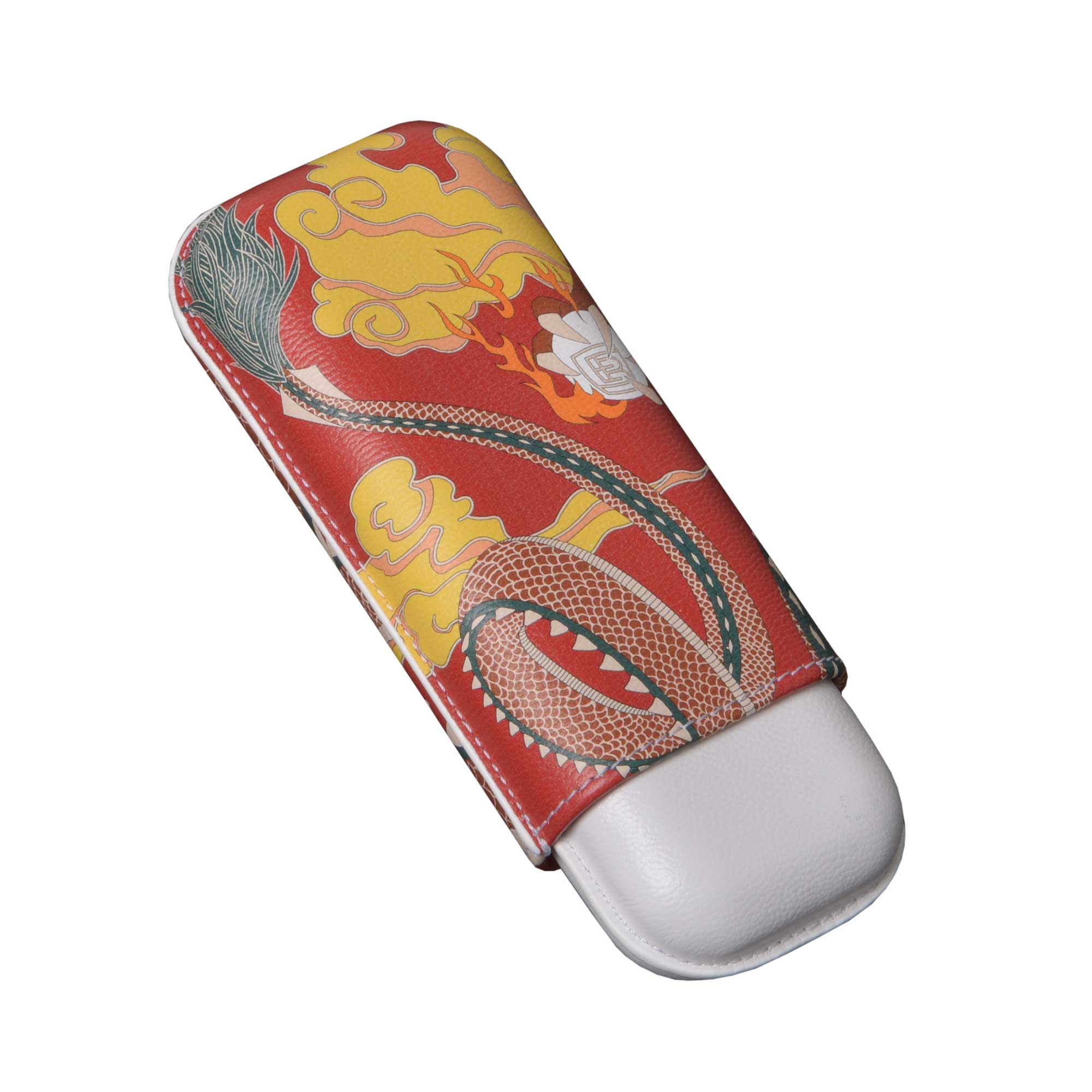 etui cigare dragon cuir rouge