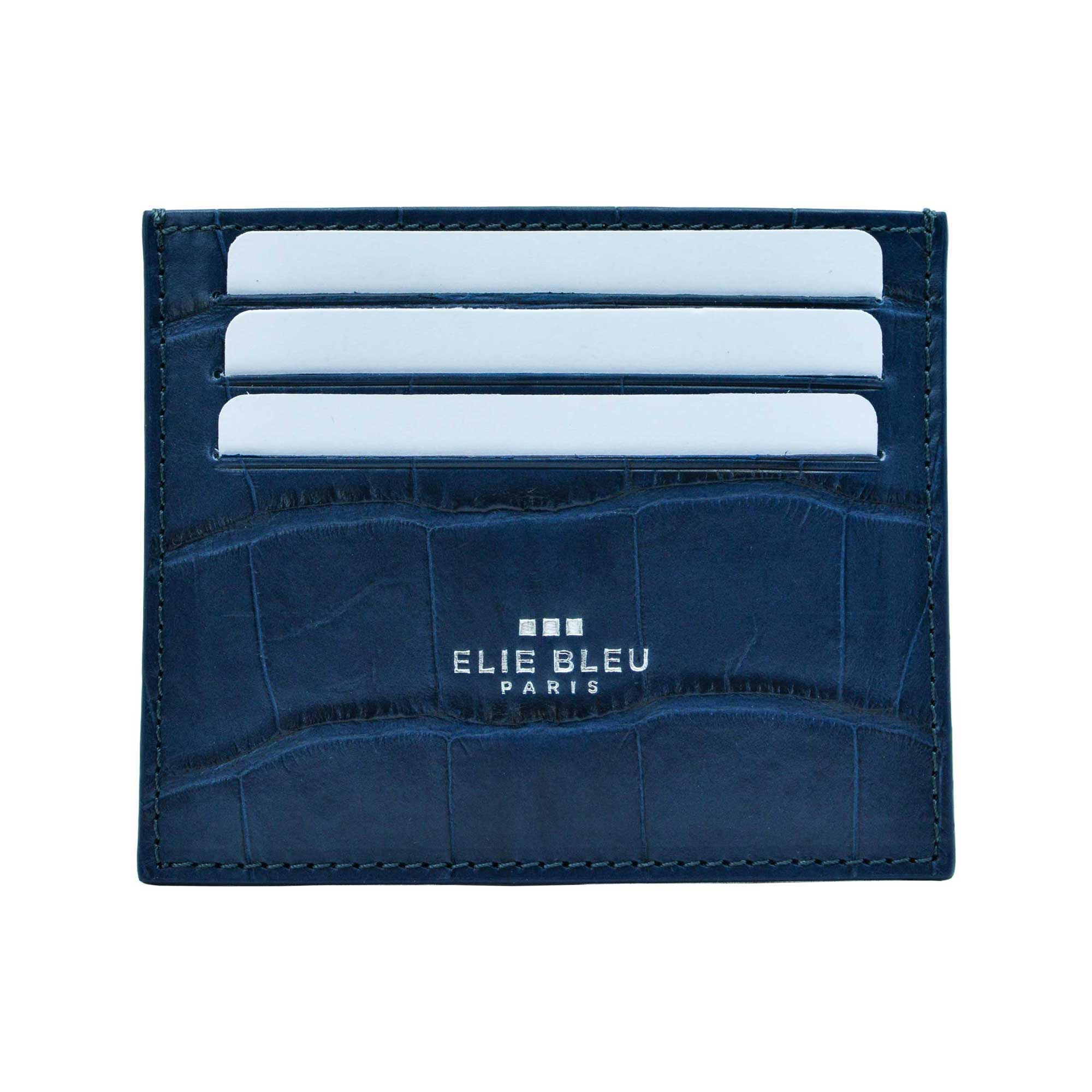“Double” Alligator Blue Leather Card Holder