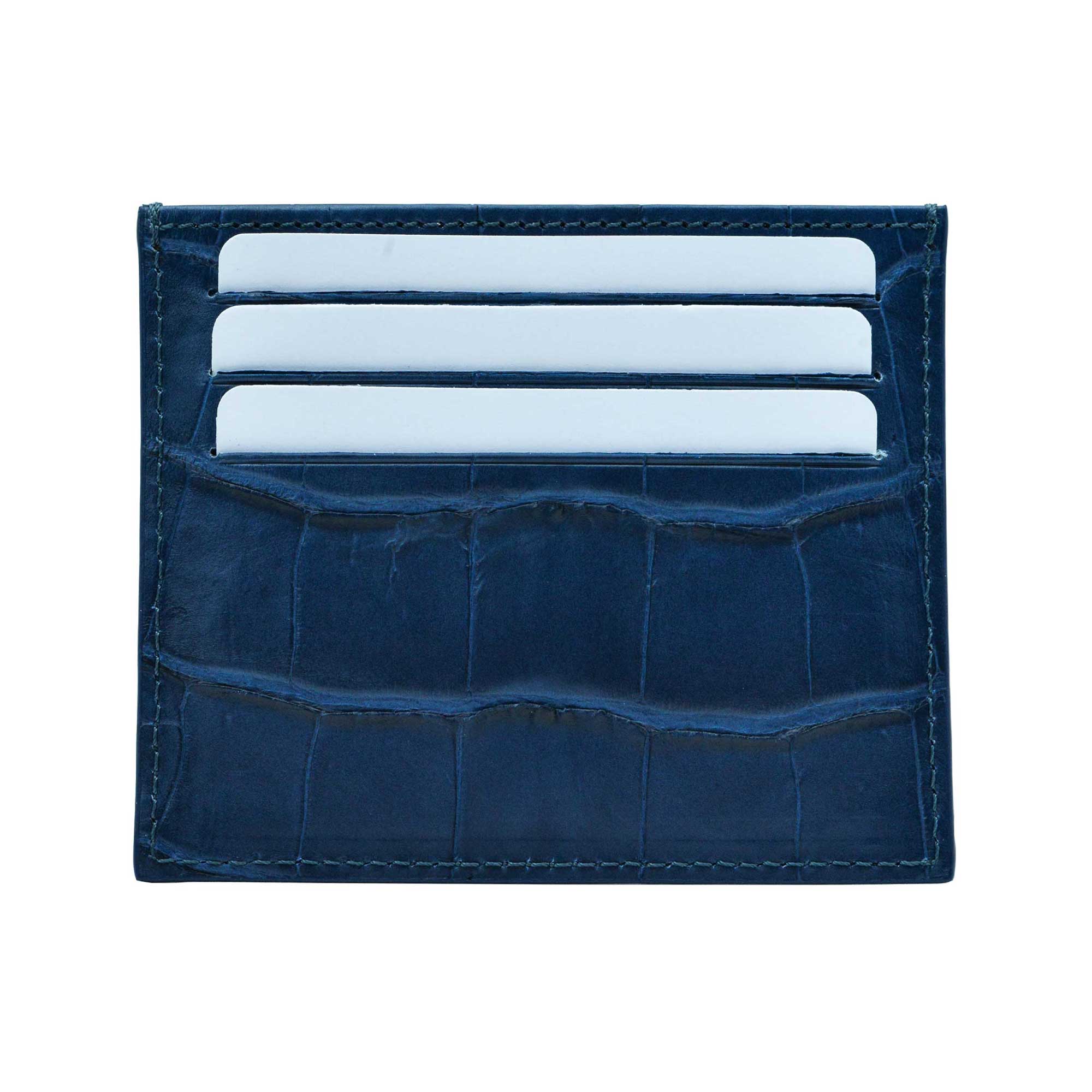 “Double” Alligator Blue Leather Card Holder