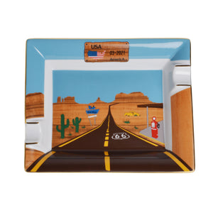 "Route 66" - Cendrier en Porcelaine - Elie Bleu