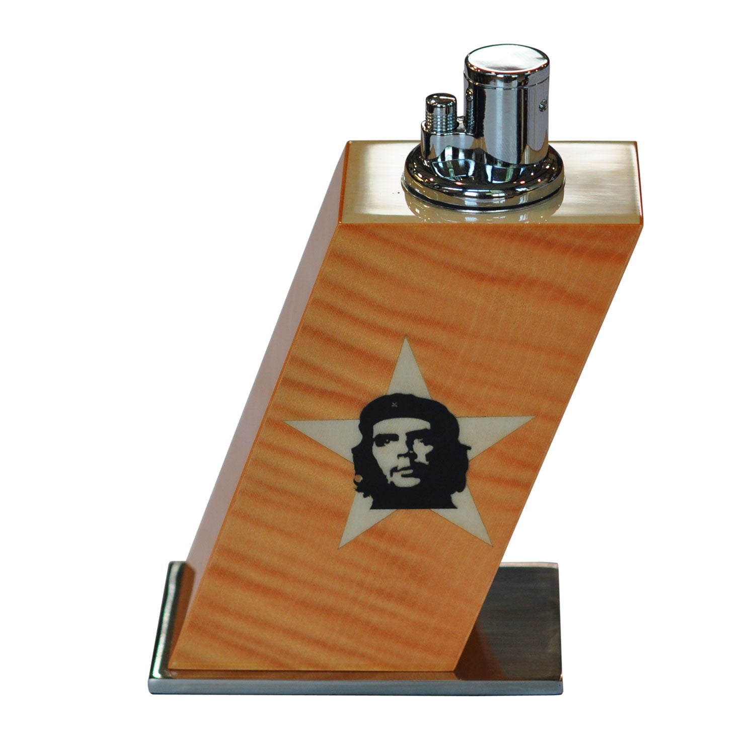 briquet de table pour cigare avec le visage de che sur un fond orange