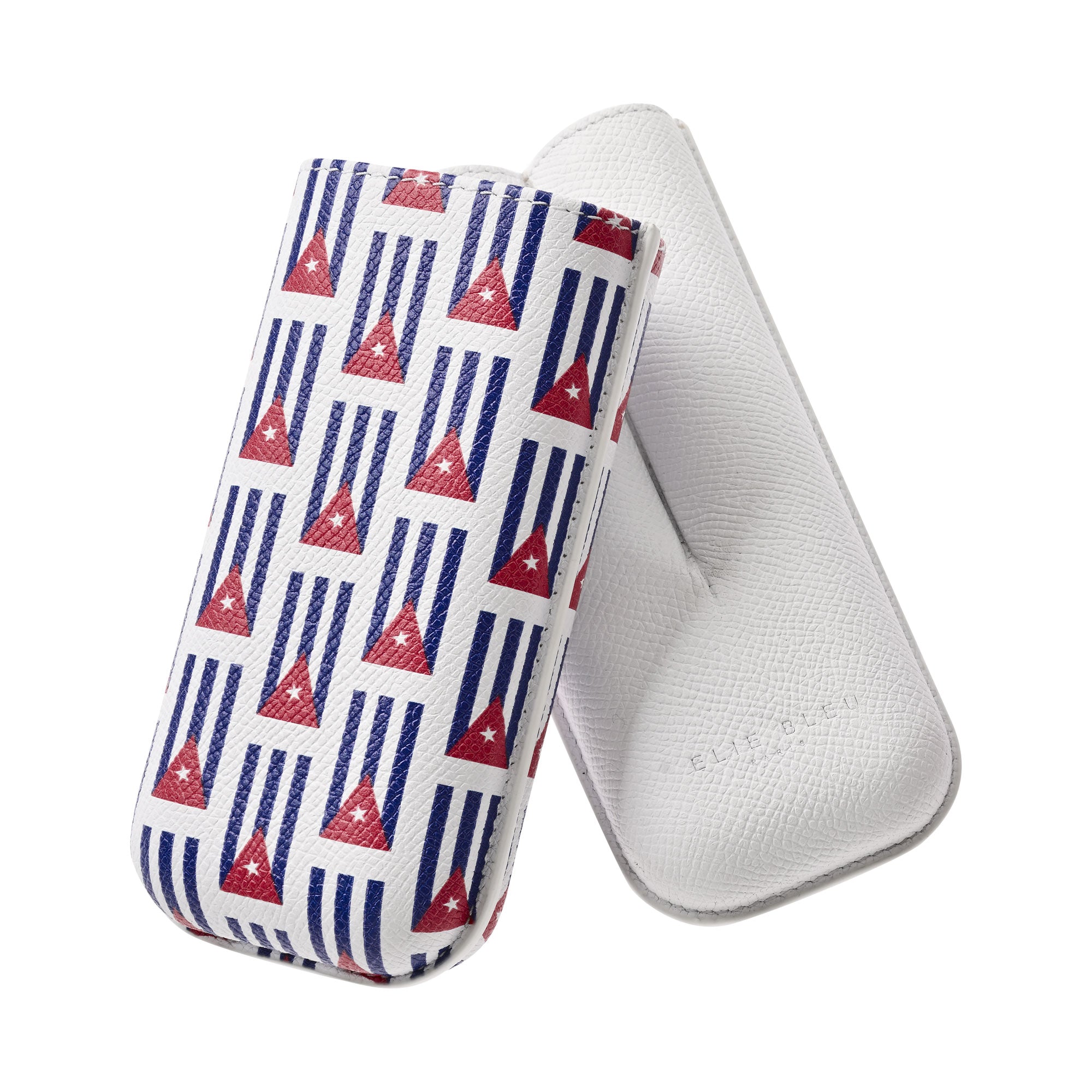 étui cigare cuir motif drapeau cubain ouvert