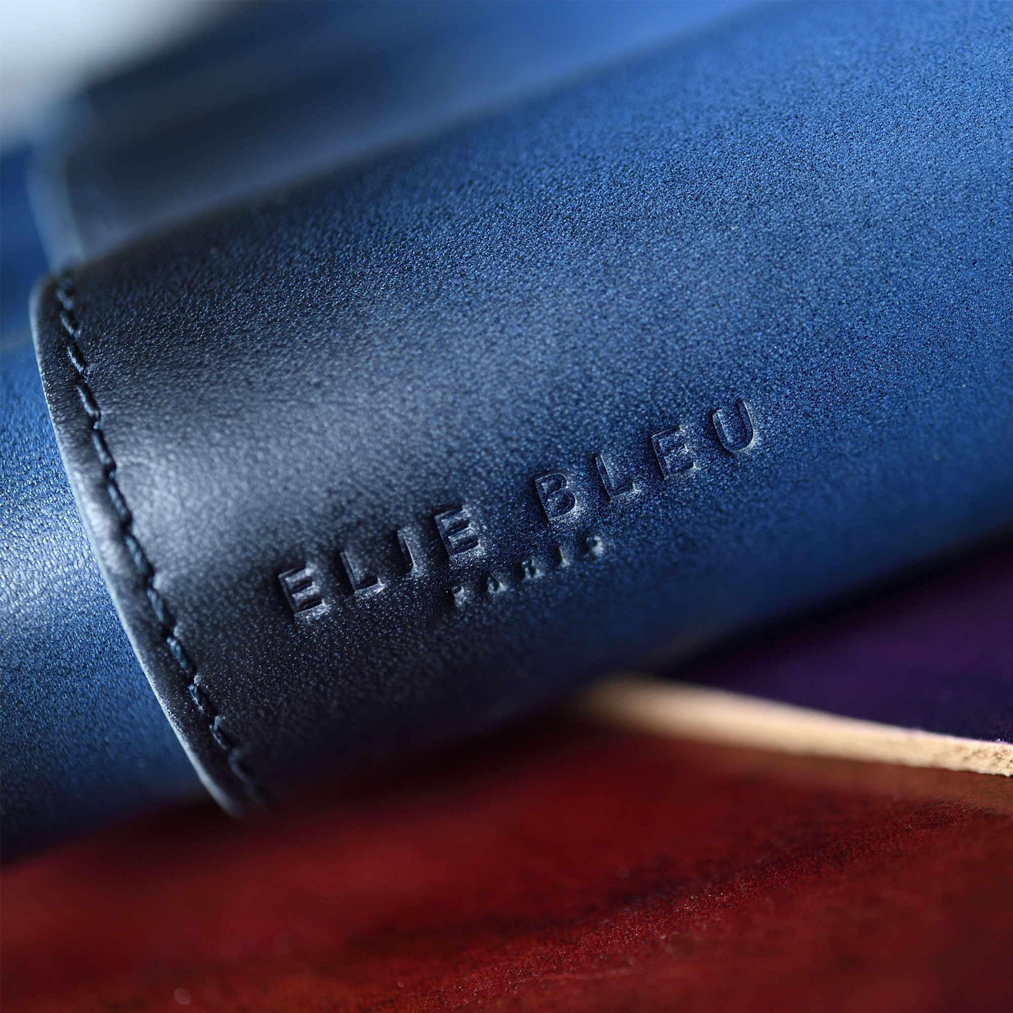 etui cigare cuir patine bleu zoom